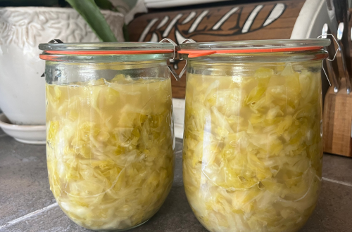 Fermented cabbage in jars